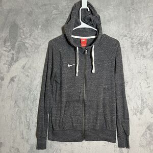 Nike Women's M‎ Sportswear Gym Hoodie Gray Anthracite/White Pullover